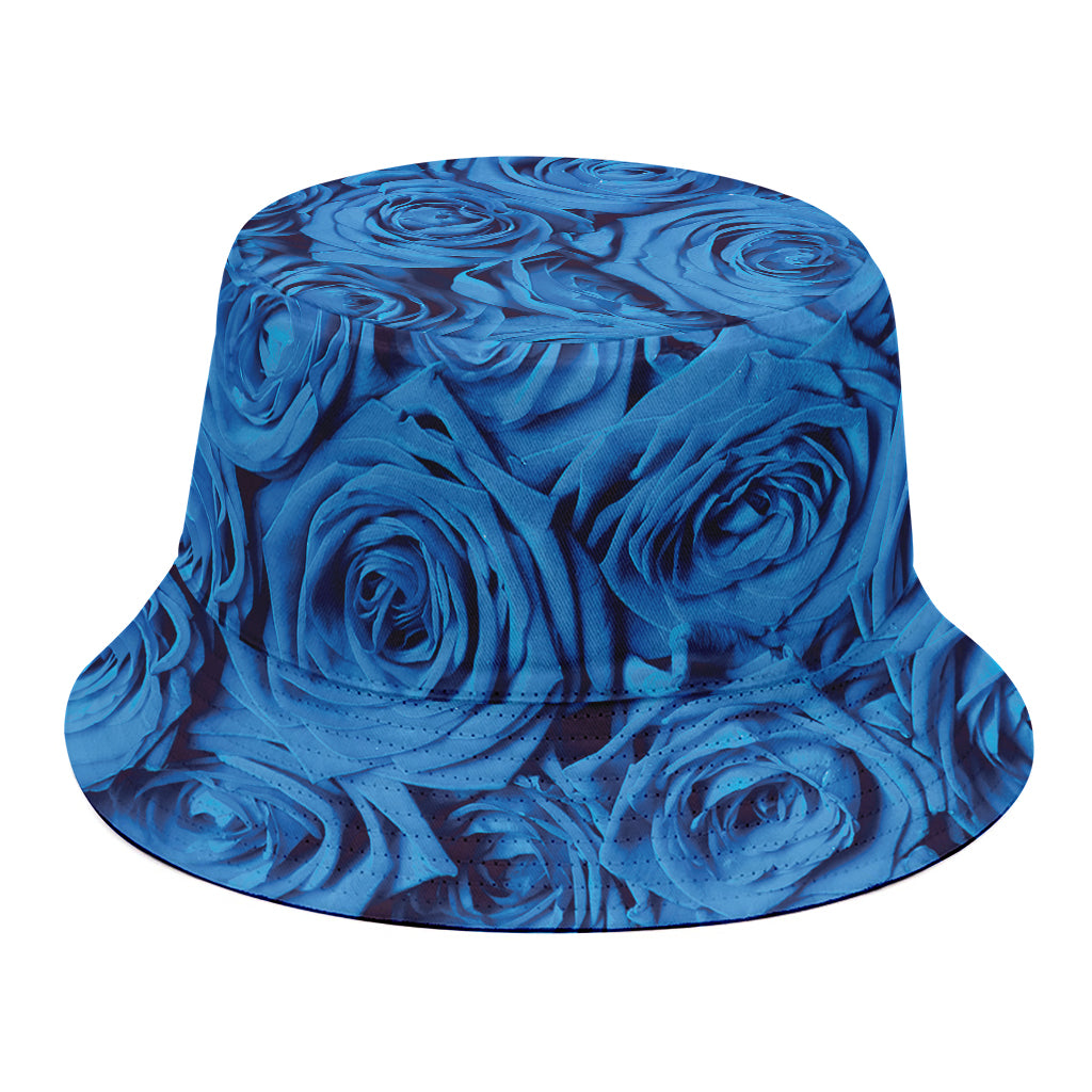 Blue Rose Print Bucket Hat