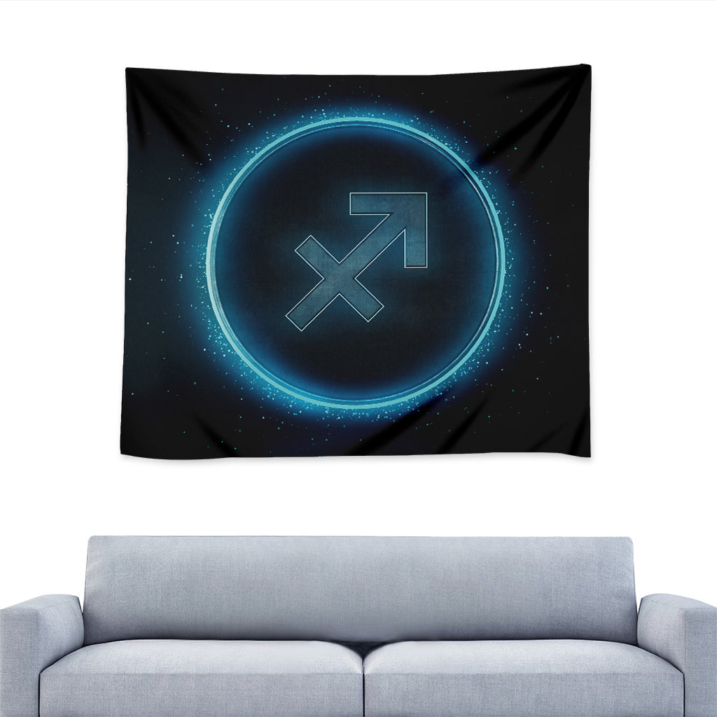 Blue Sagittarius Zodiac Sign Print Tapestry
