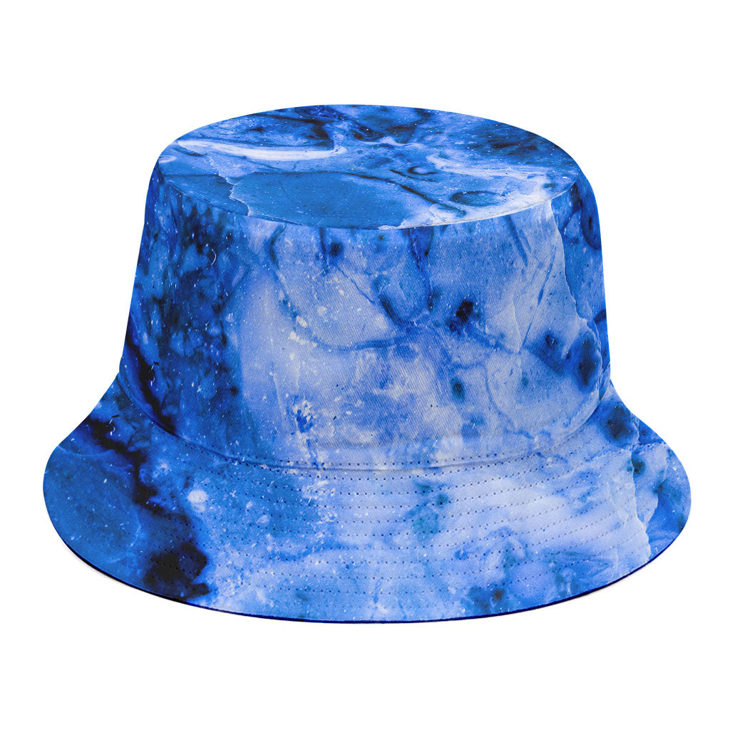 Blue Sapphire Marble Print Bucket Hat