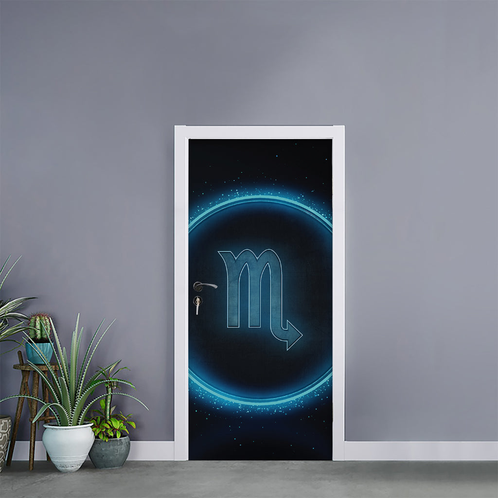 Blue Scorpio Zodiac Sign Print Door Sticker