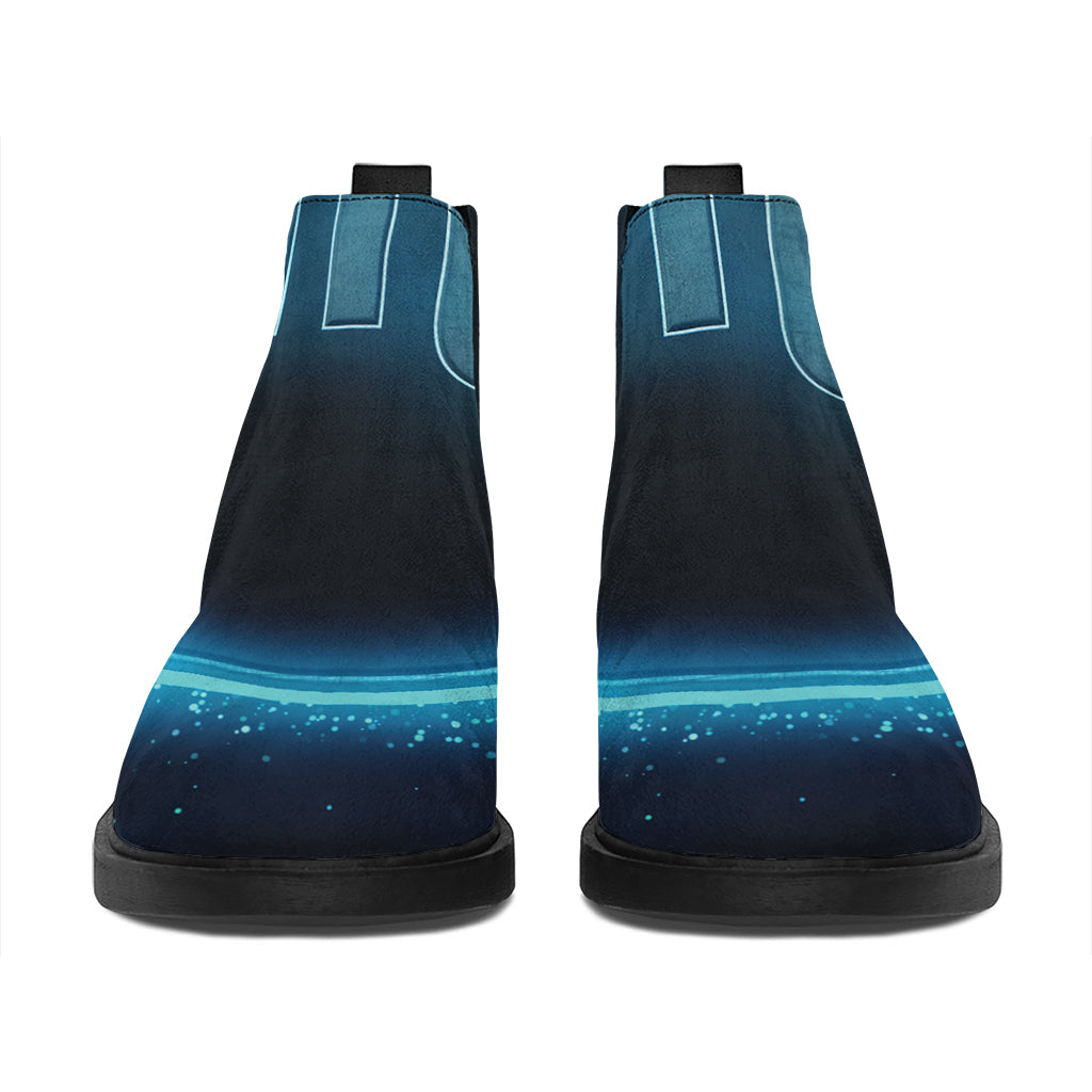 Blue Scorpio Zodiac Sign Print Flat Ankle Boots