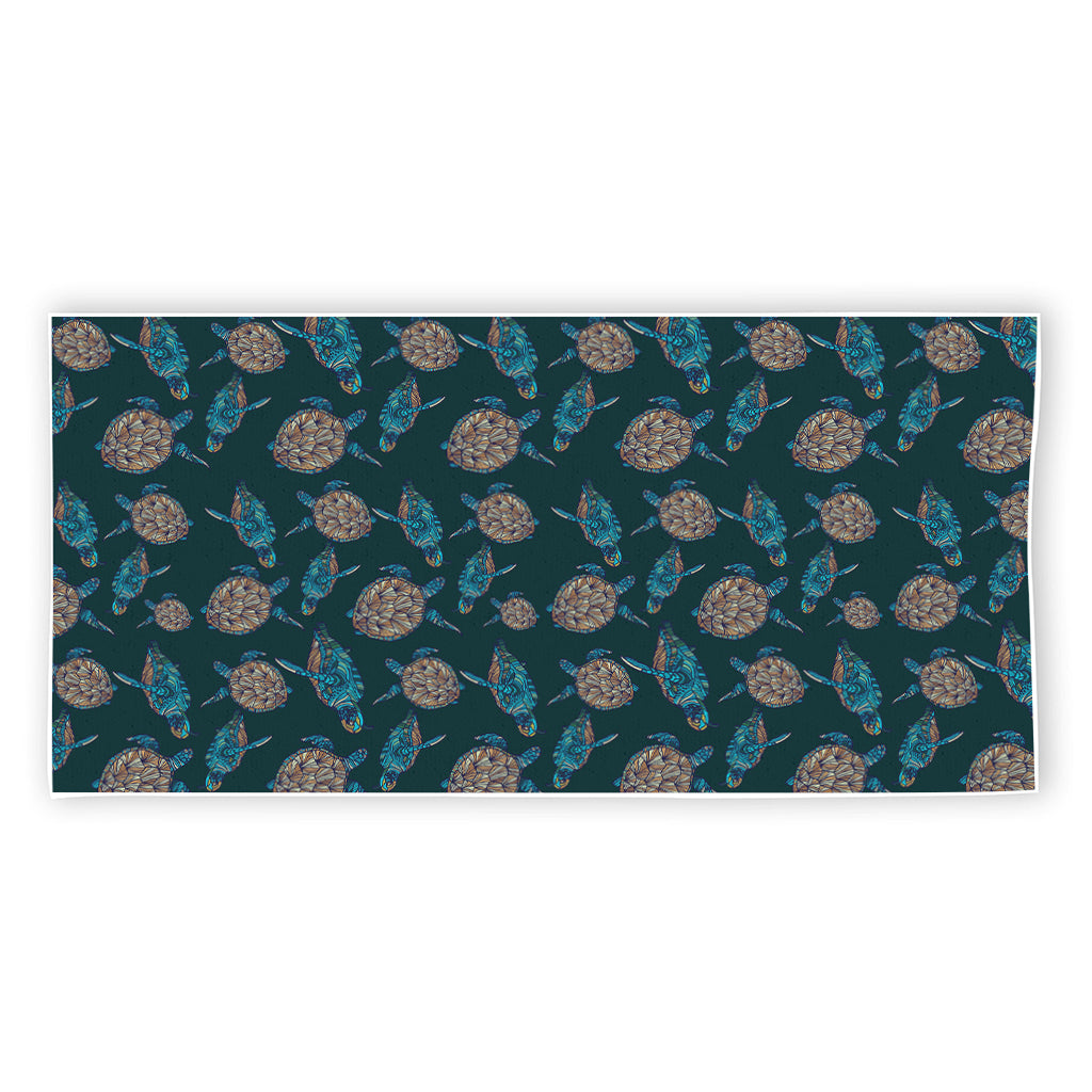 Blue Sea Turtle Pattern Print Beach Towel