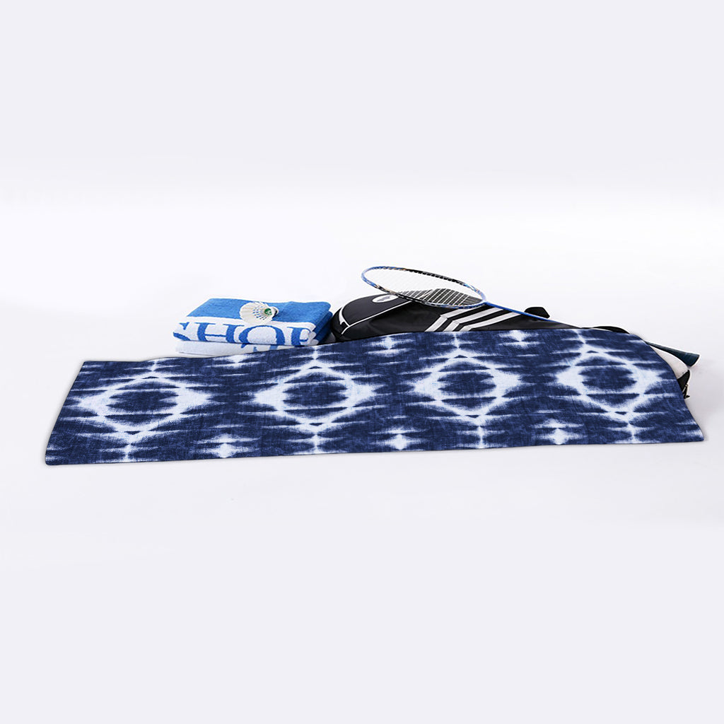 Blue Shibori Print Sports Towel