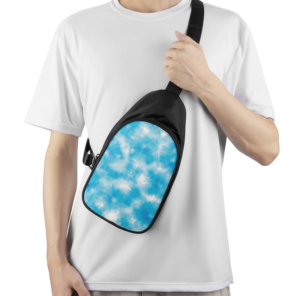 Blue Shibori Tie Dye Print Chest Bag