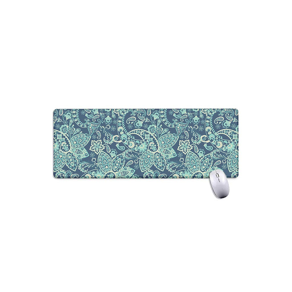 Blue Sky Paisley Bohemian Pattern Print Extended Mouse Pad
