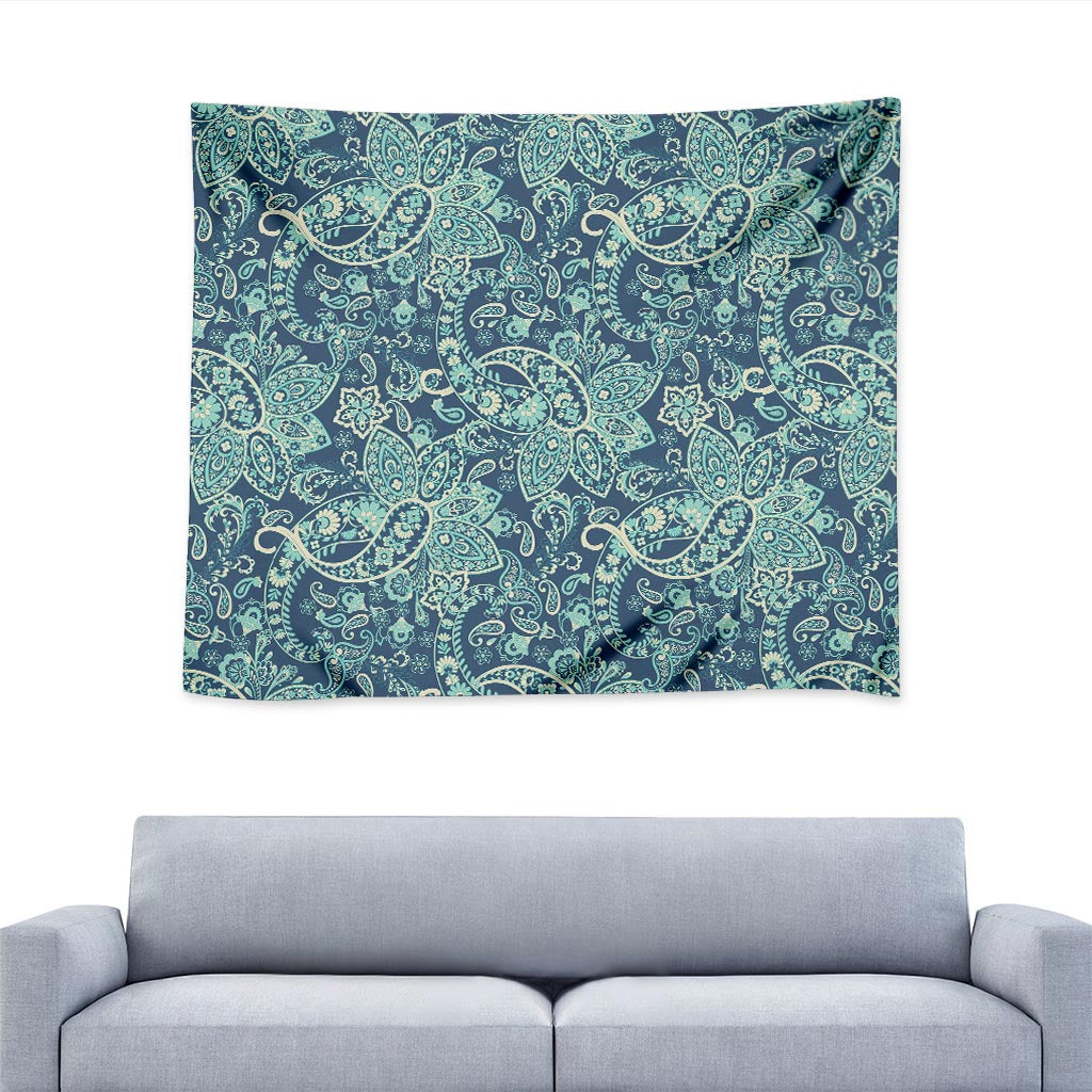 Blue Sky Paisley Bohemian Pattern Print Tapestry