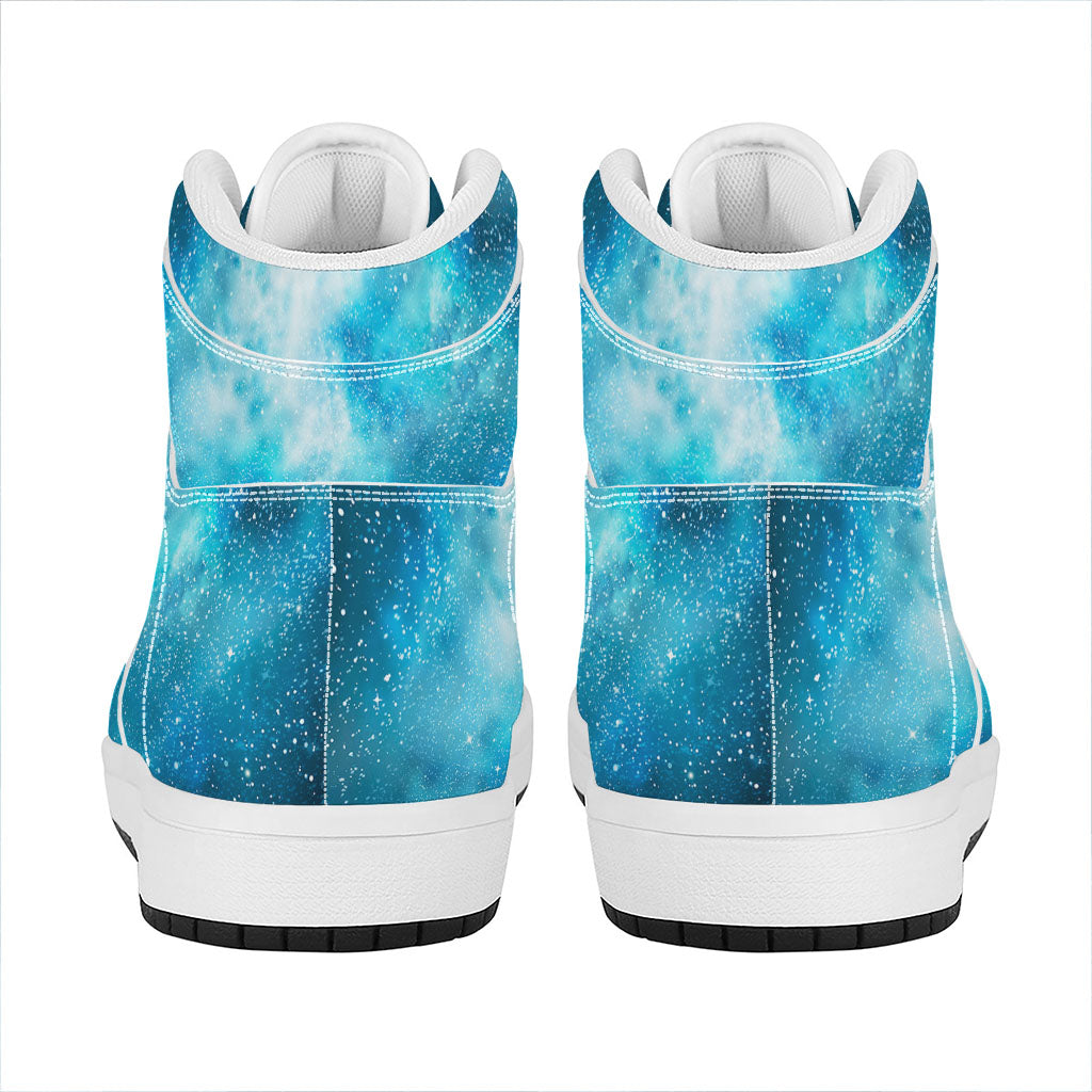 Blue Sky Universe Galaxy Space Print High Top Leather Sneakers