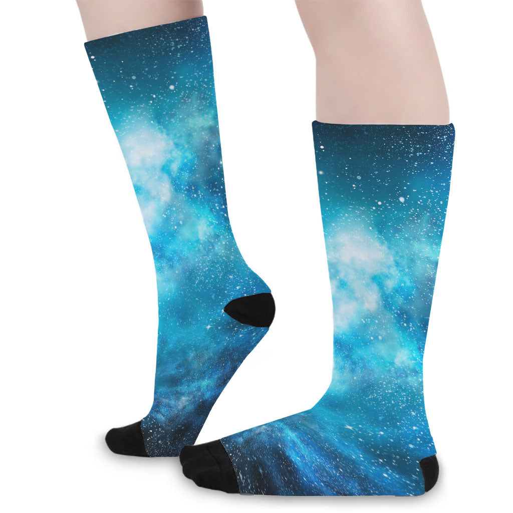 Blue Sky Universe Galaxy Space Print Long Socks