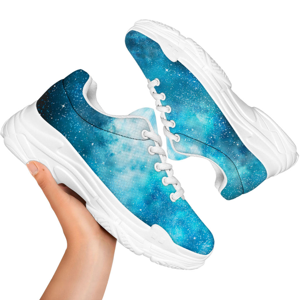 Blue Sky Universe Galaxy Space Print White Chunky Shoes