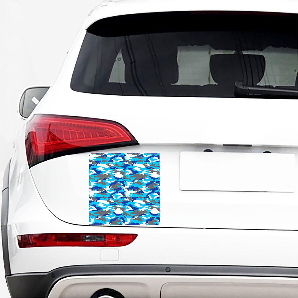 Blue Snow Camouflage Print Car Sticker