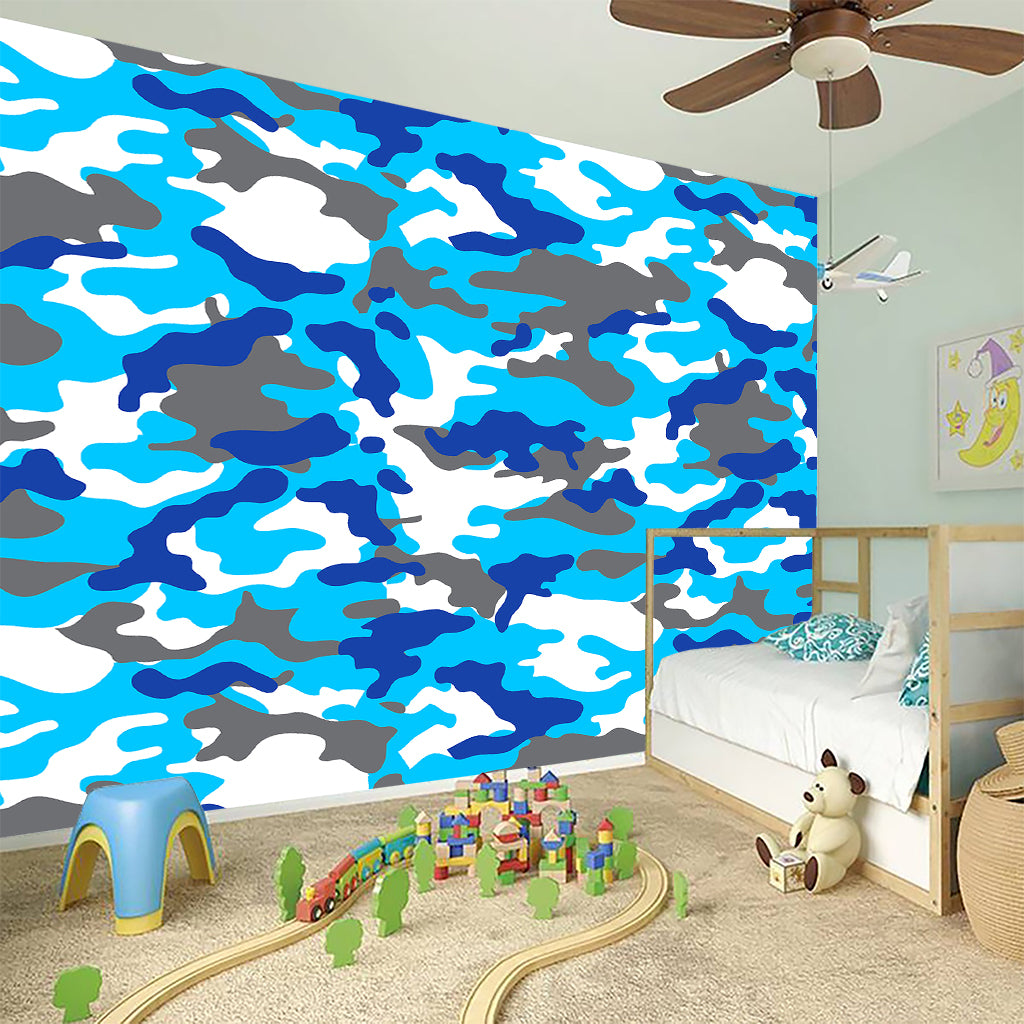 Blue Snow Camouflage Print Wall Sticker