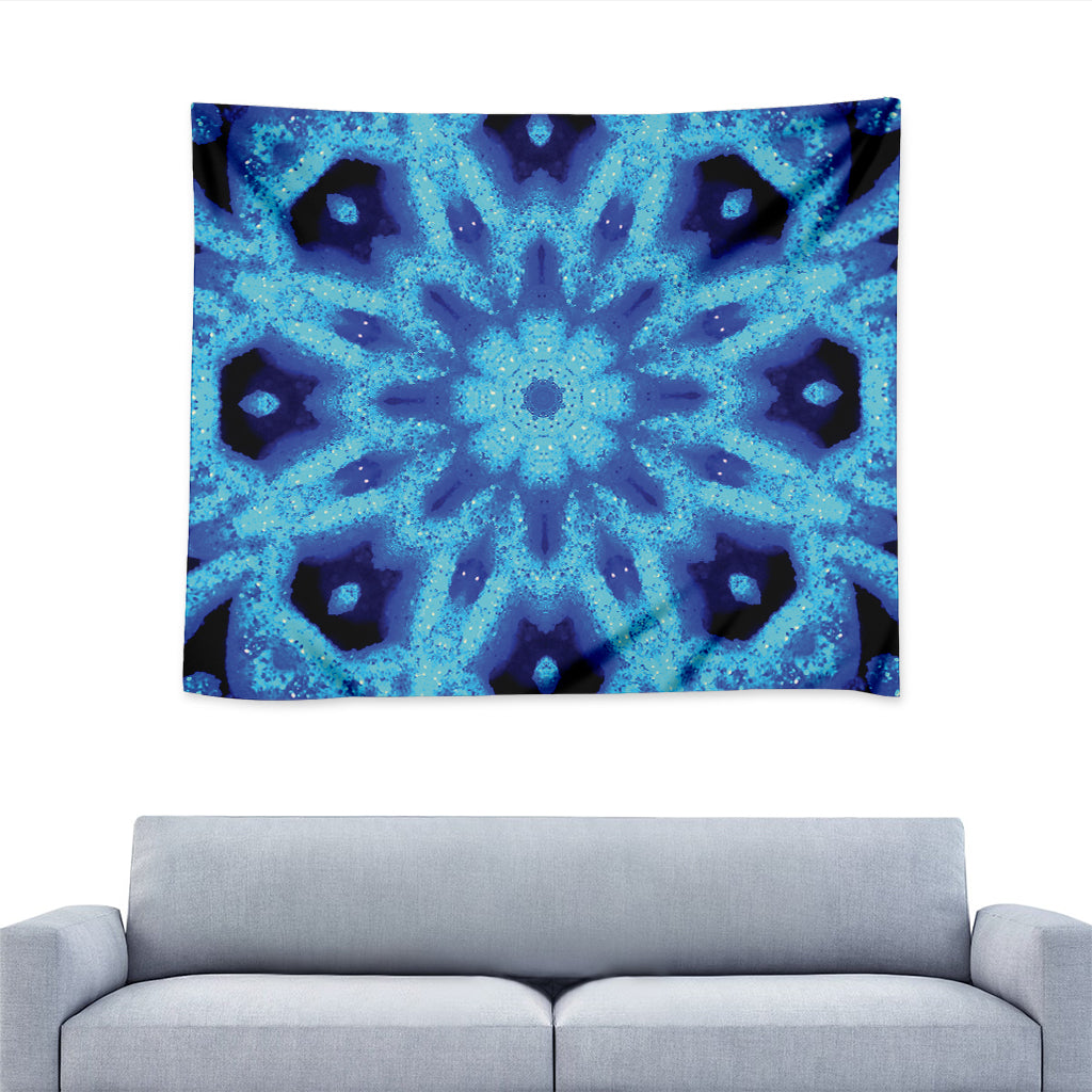 Blue Snowflake Kaleidoscope Print Tapestry
