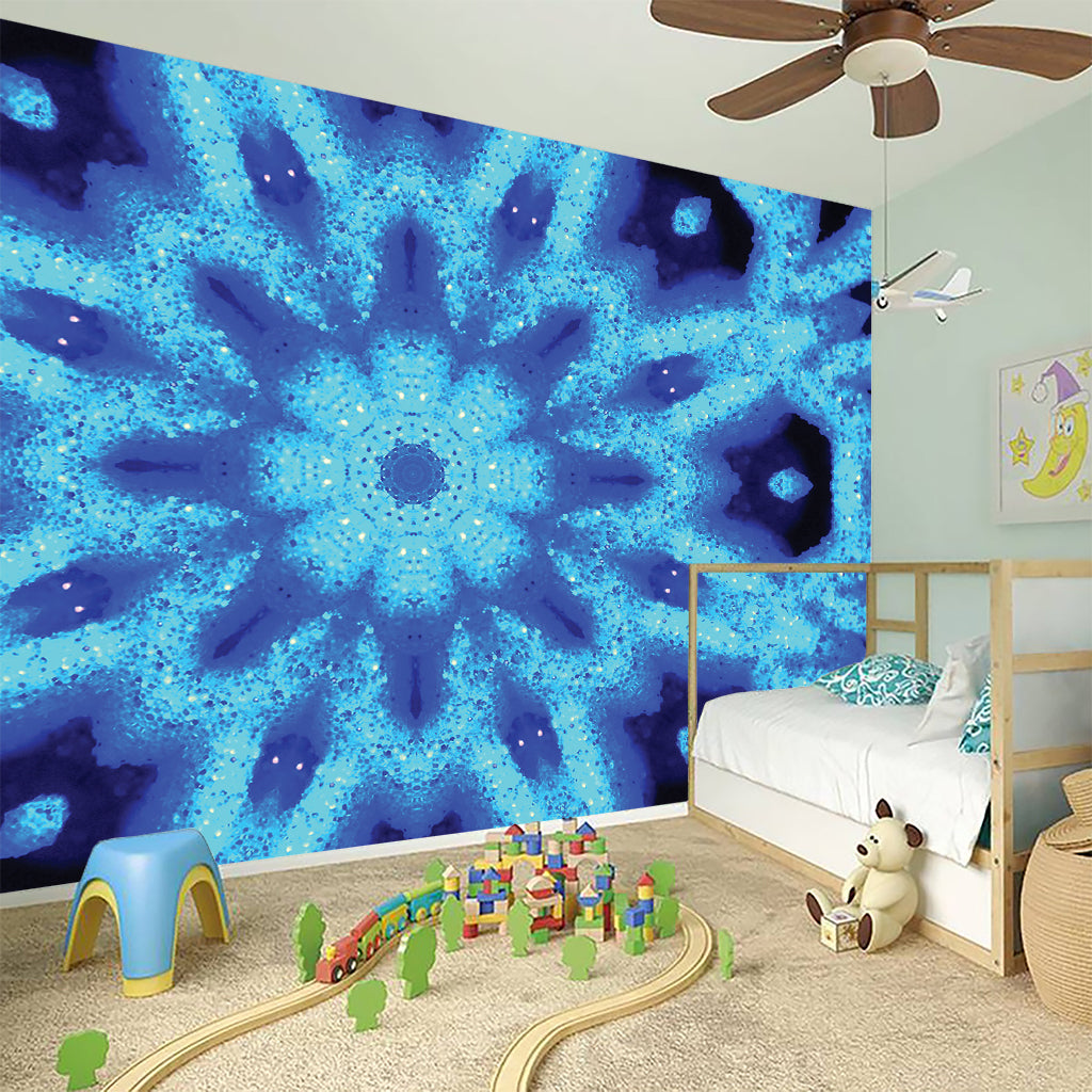 Blue Snowflake Kaleidoscope Print Wall Sticker