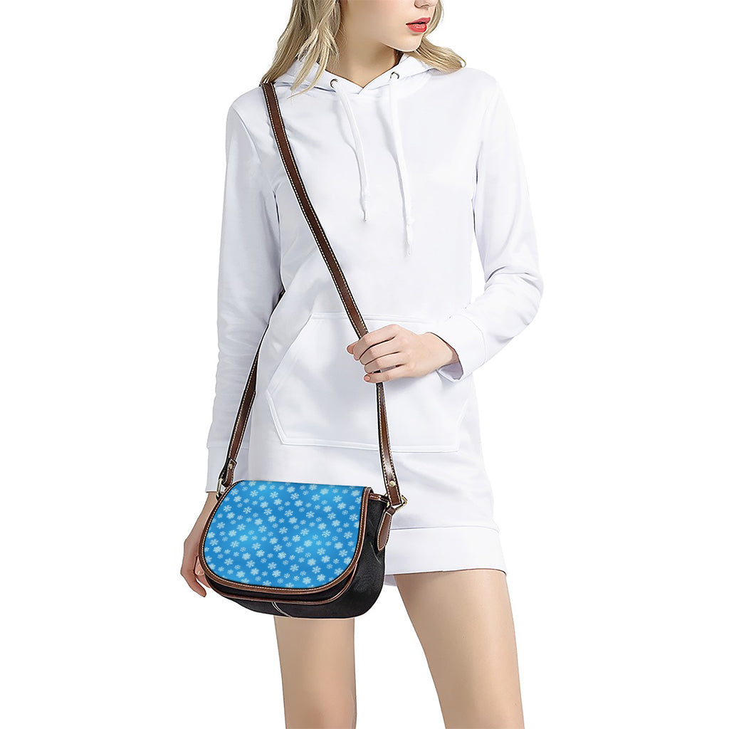 Blue Snowflake Pattern Print Saddle Bag