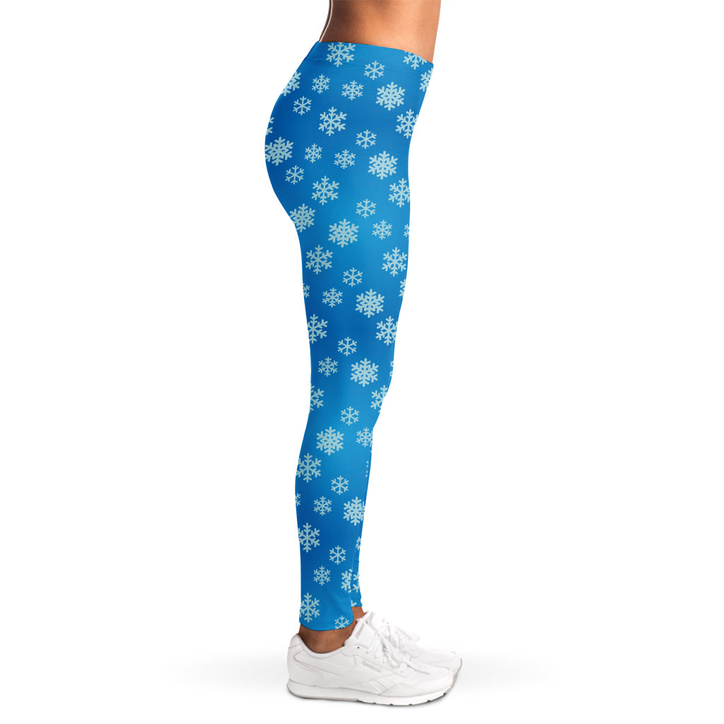 Blue Snowflake Pattern Print Women's Leggings