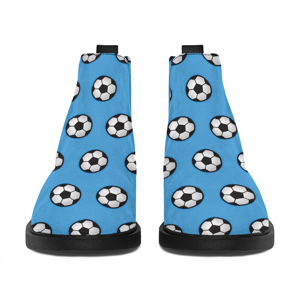 Blue Soccer Ball Pattern Print Flat Ankle Boots