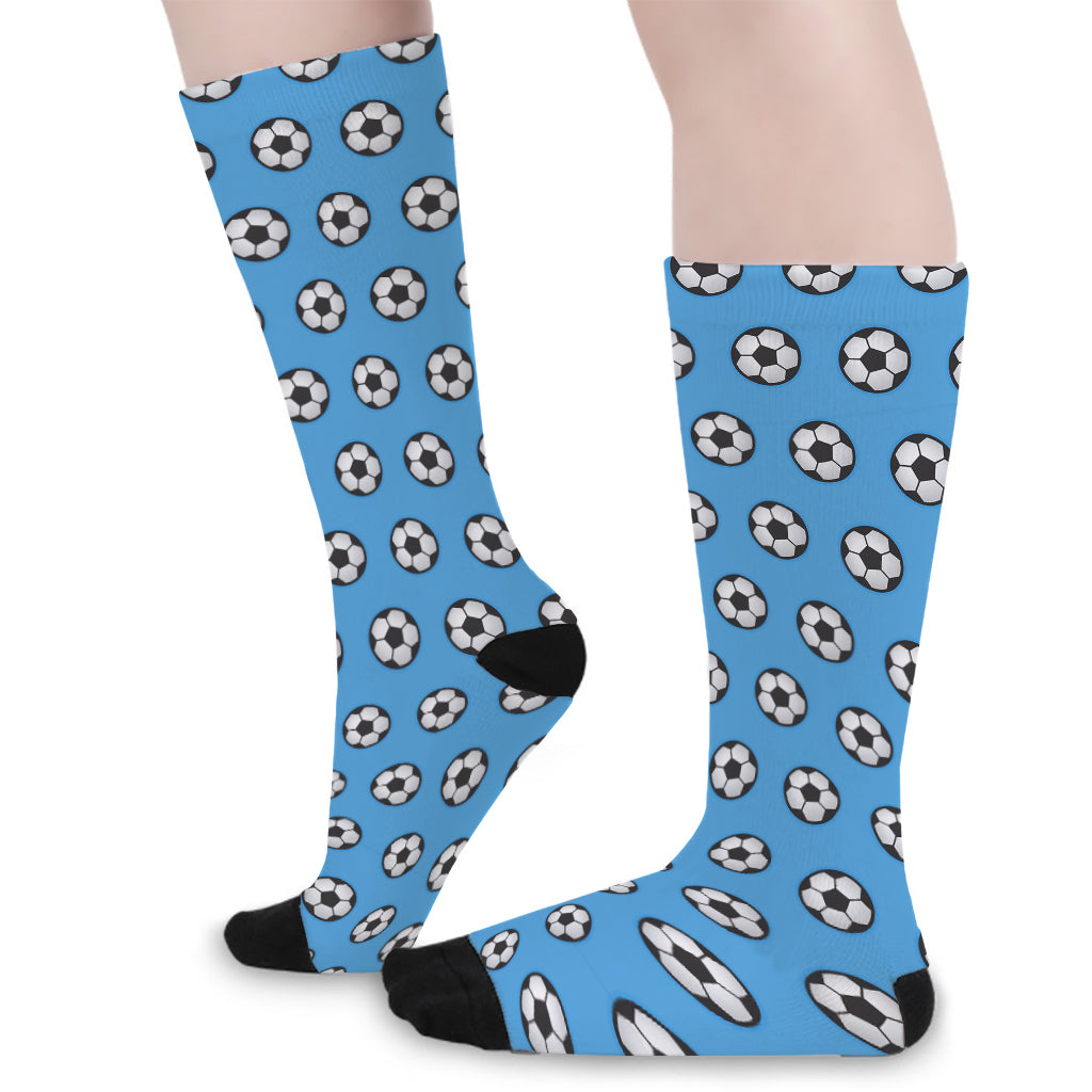 Blue Soccer Ball Pattern Print Long Socks