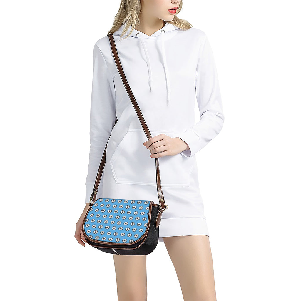 Blue Soccer Ball Pattern Print Saddle Bag