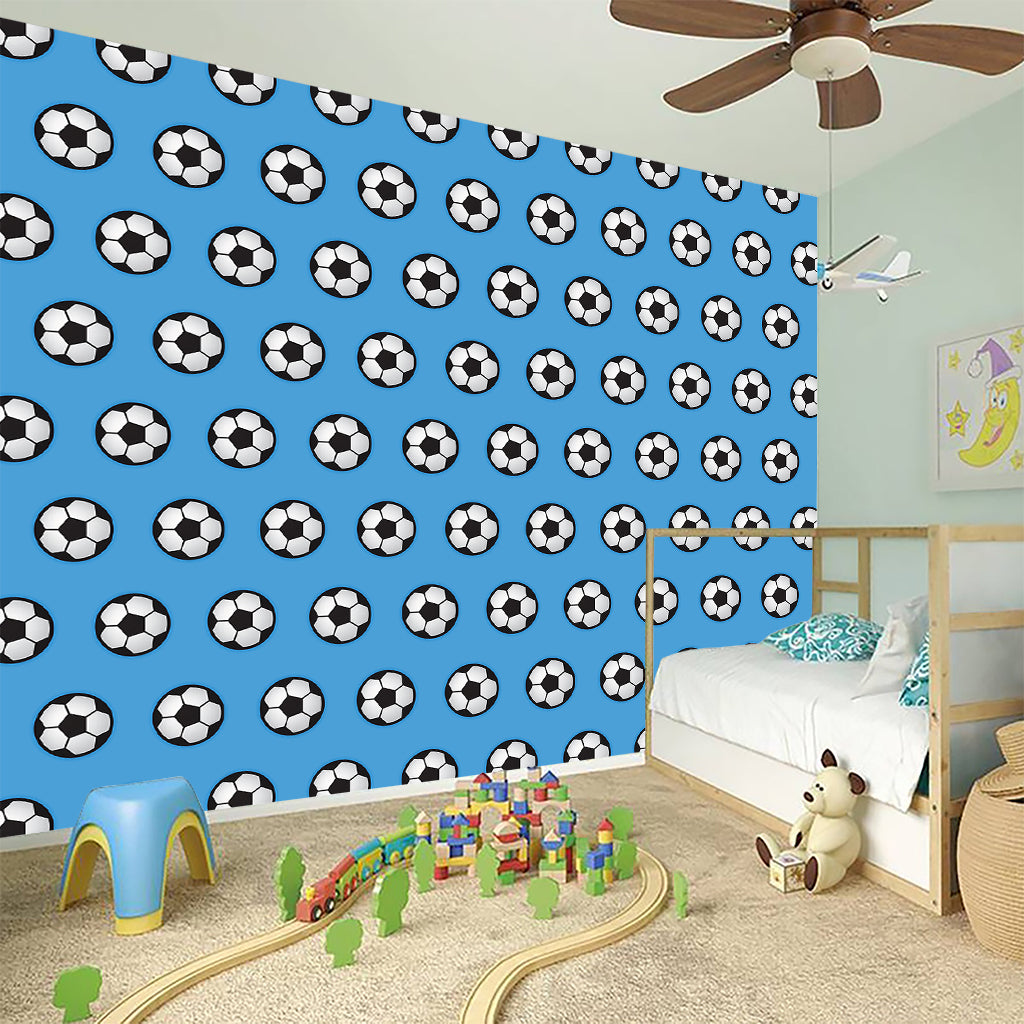 Blue Soccer Ball Pattern Print Wall Sticker
