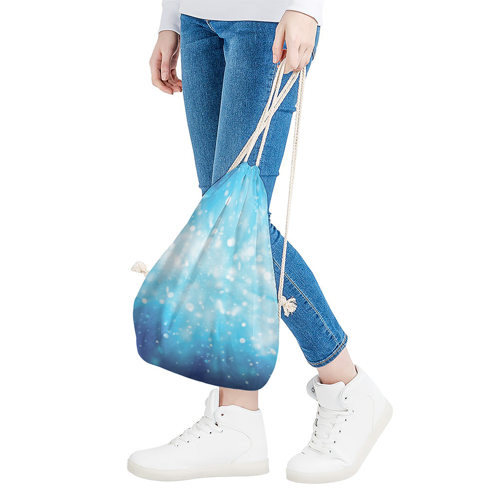 Blue Sparkle Light Print Drawstring Bag