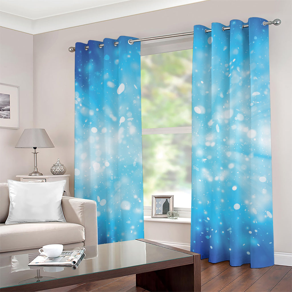Blue Sparkle Light Print Grommet Curtains