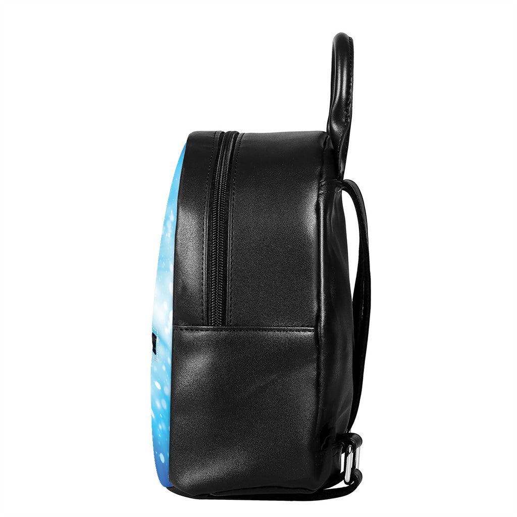 Blue Sparkle Light Print Leather Backpack