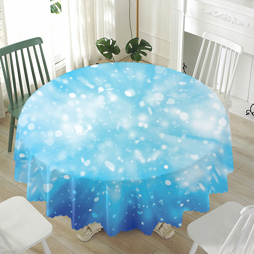 Blue Sparkle Light Print Waterproof Round Tablecloth