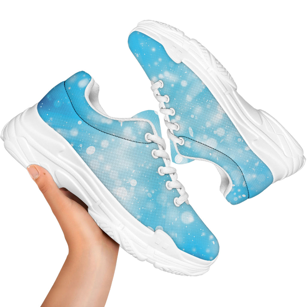 Blue Sparkle Light Print White Chunky Shoes