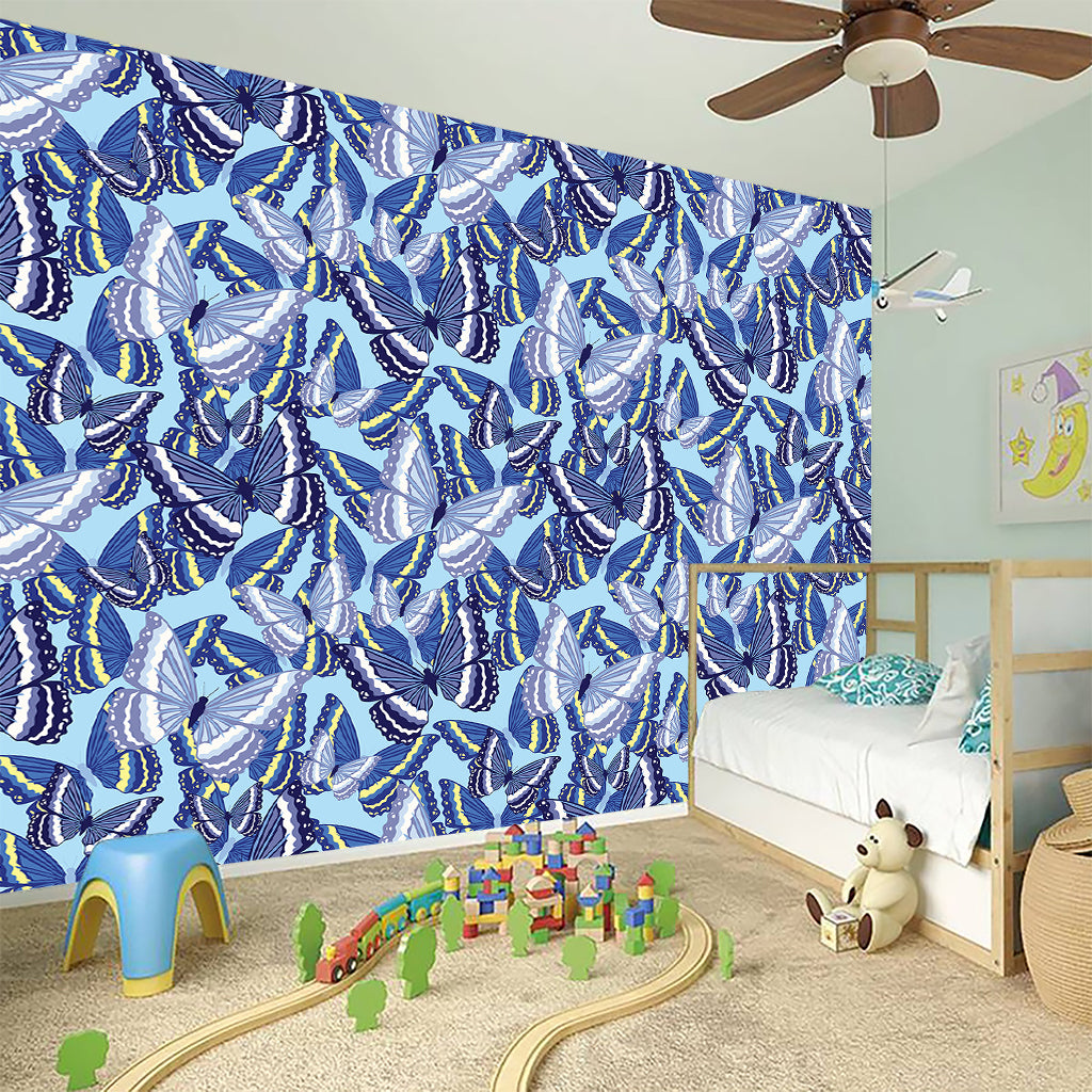 Blue Spring Butterfly Pattern Print Wall Sticker