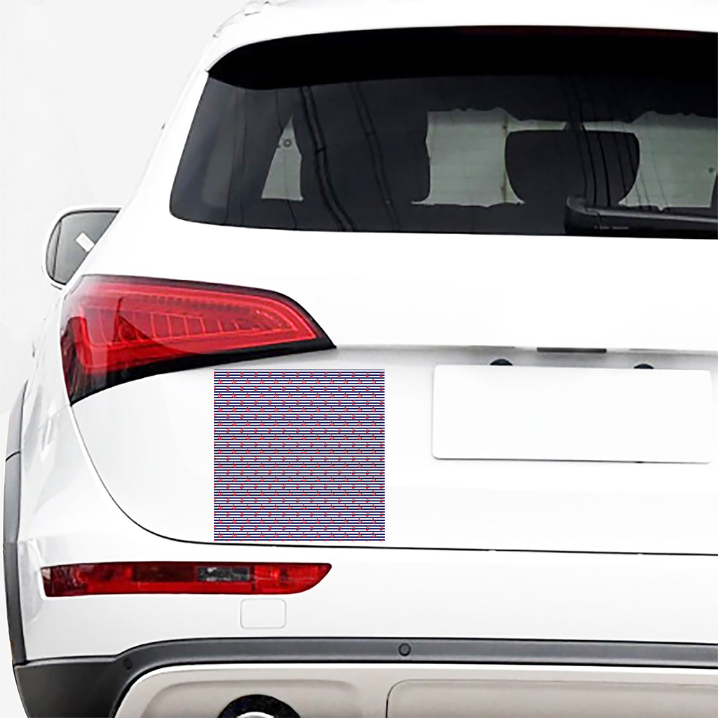 Blue Striped Nautical Anchor Print Car Sticker