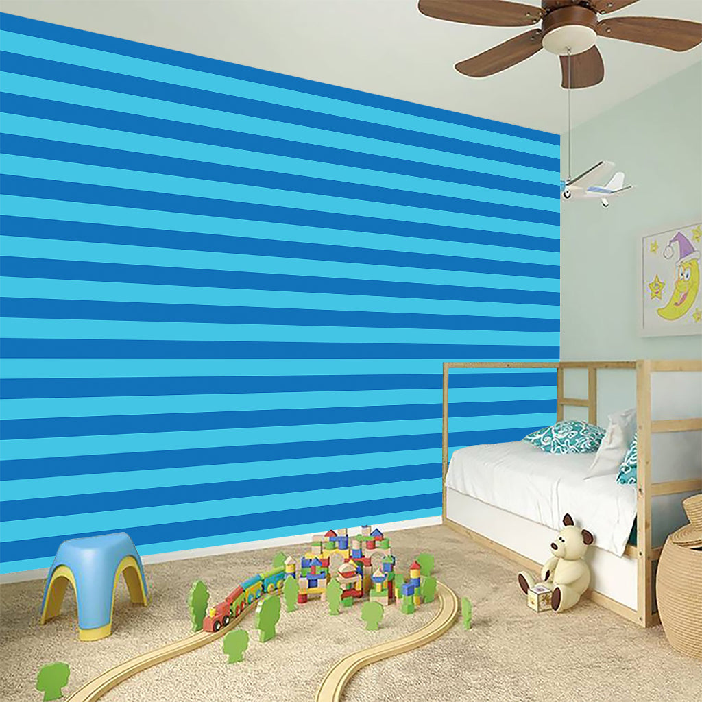 Blue Striped Pattern Print Wall Sticker