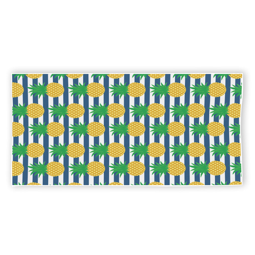 Blue Striped Pineapple Pattern Print Beach Towel
