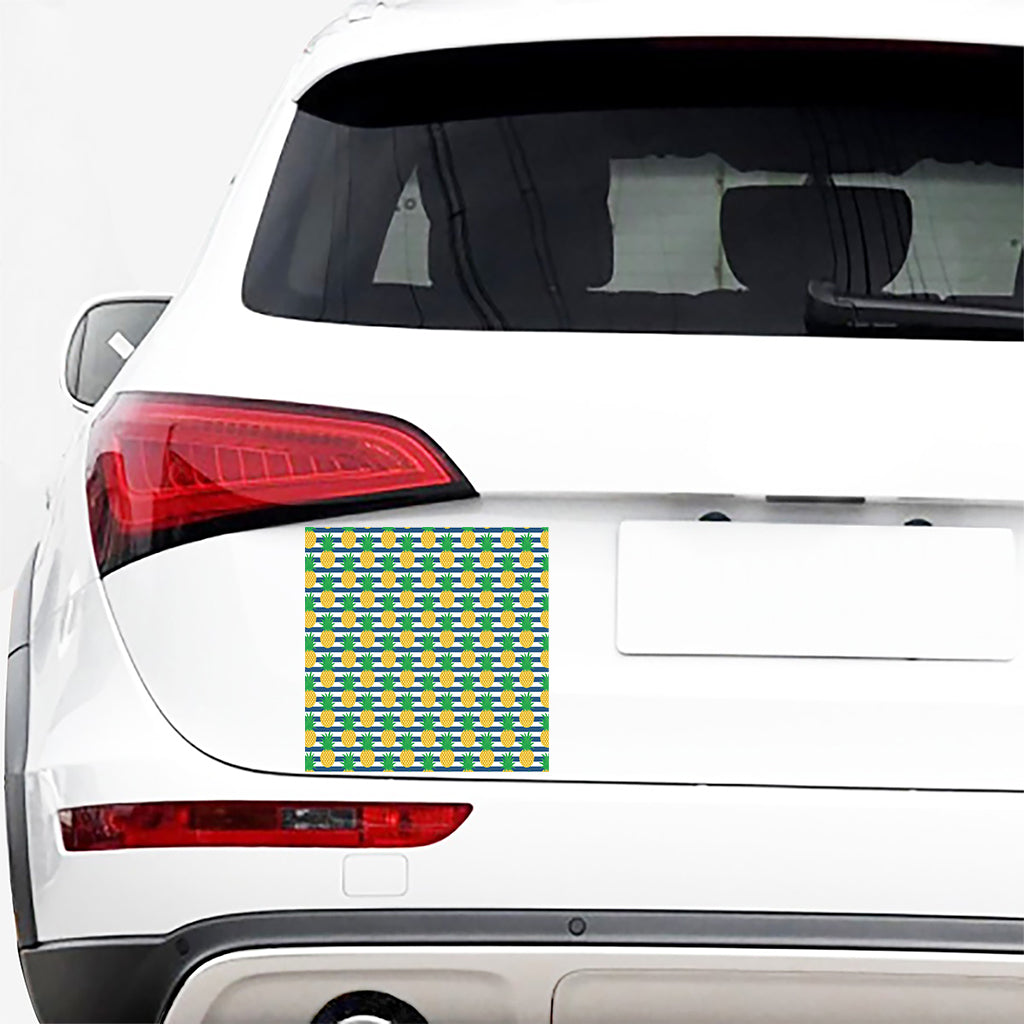Blue Striped Pineapple Pattern Print Car Sticker
