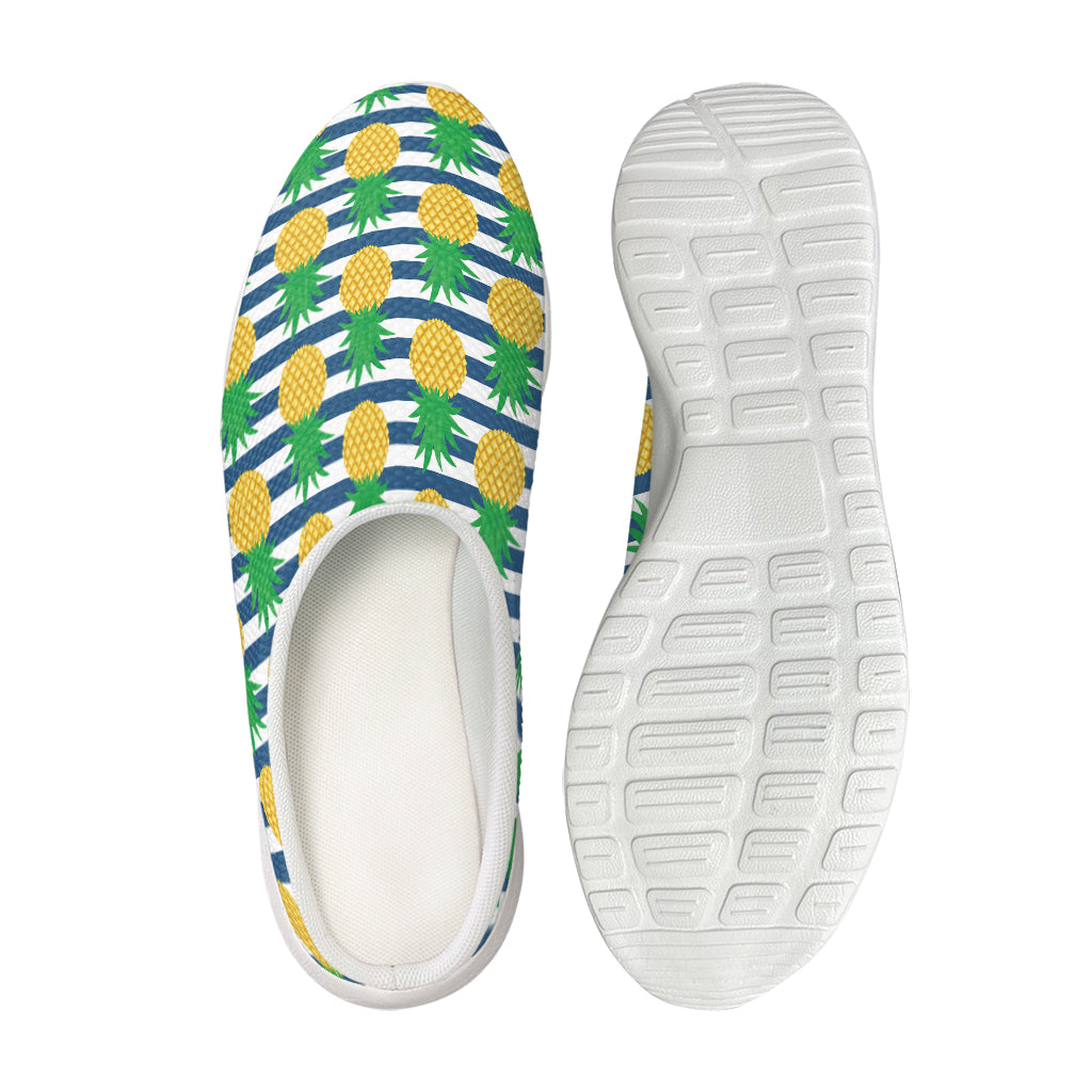 Blue Striped Pineapple Pattern Print Mesh Casual Shoes