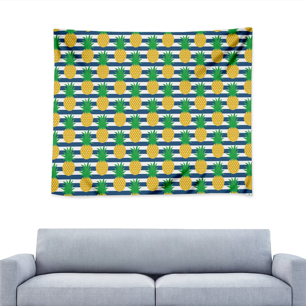 Blue Striped Pineapple Pattern Print Tapestry