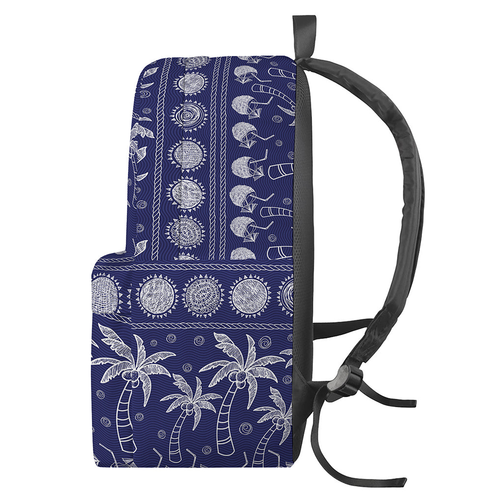 Blue Summer Coconut Pattern Print Backpack