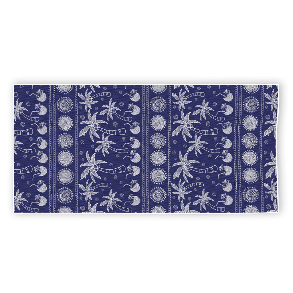 Blue Summer Coconut Pattern Print Beach Towel
