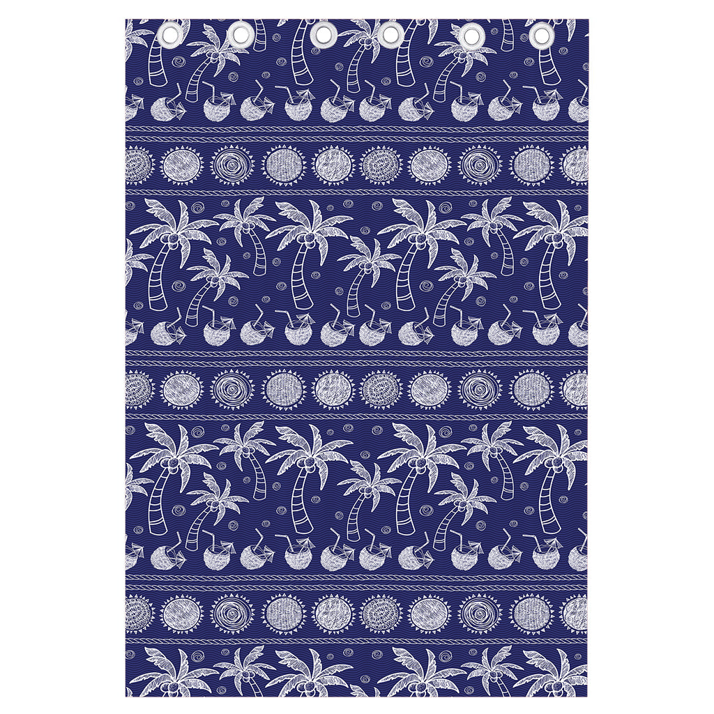 Blue Summer Coconut Pattern Print Curtain