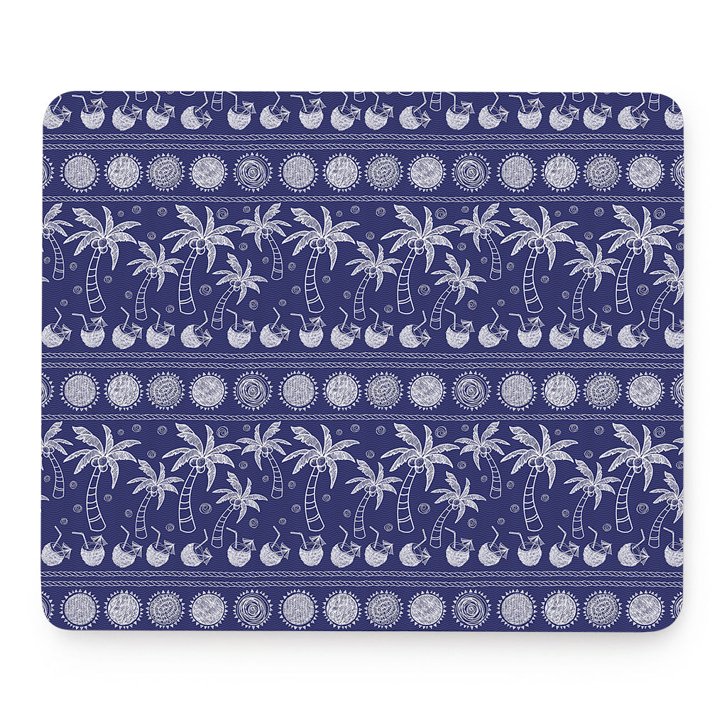 Blue Summer Coconut Pattern Print Mouse Pad