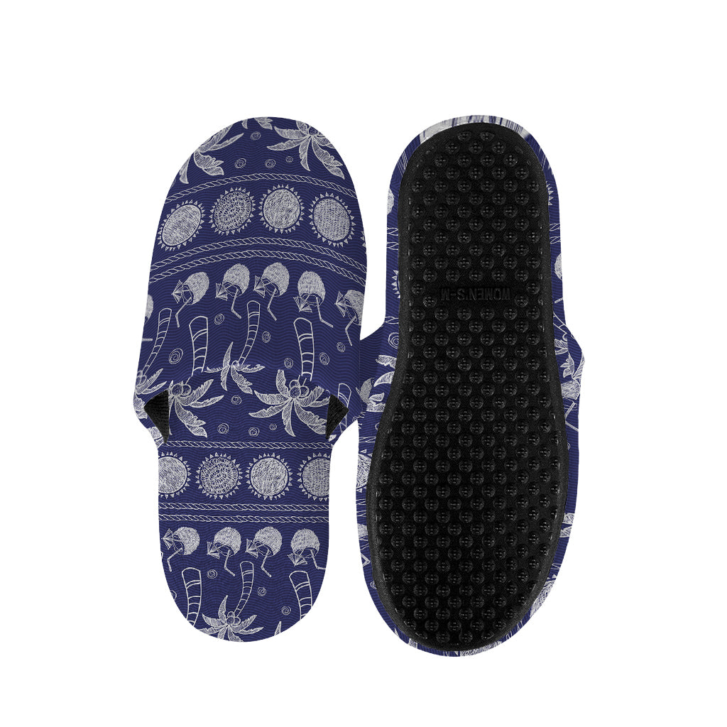 Blue Summer Coconut Pattern Print Slippers