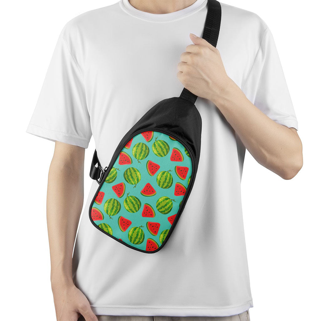 Blue Summer Watermelon Pattern Print Chest Bag