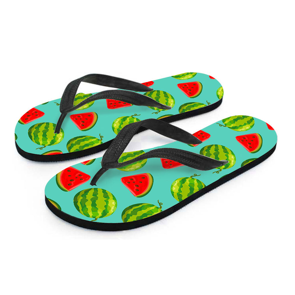 Blue Summer Watermelon Pattern Print Flip Flops