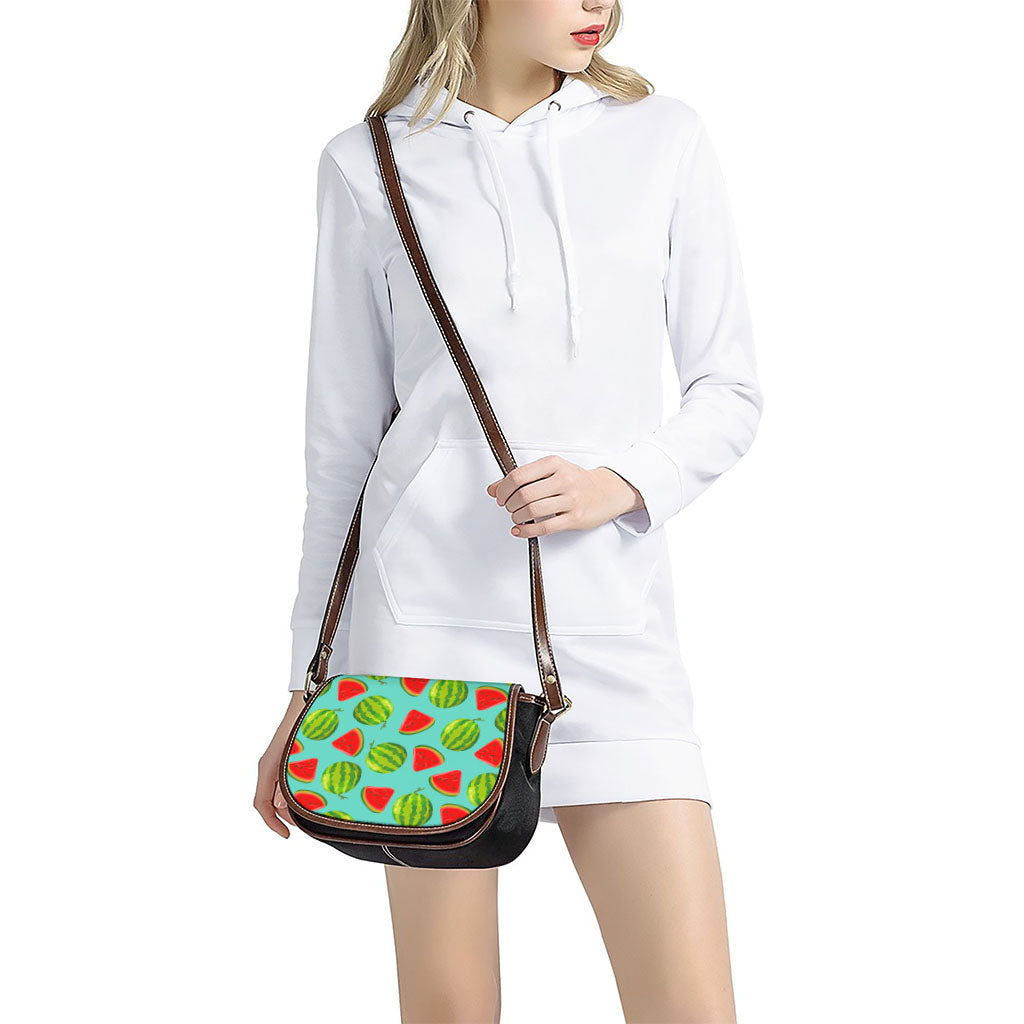 Blue Summer Watermelon Pattern Print Saddle Bag
