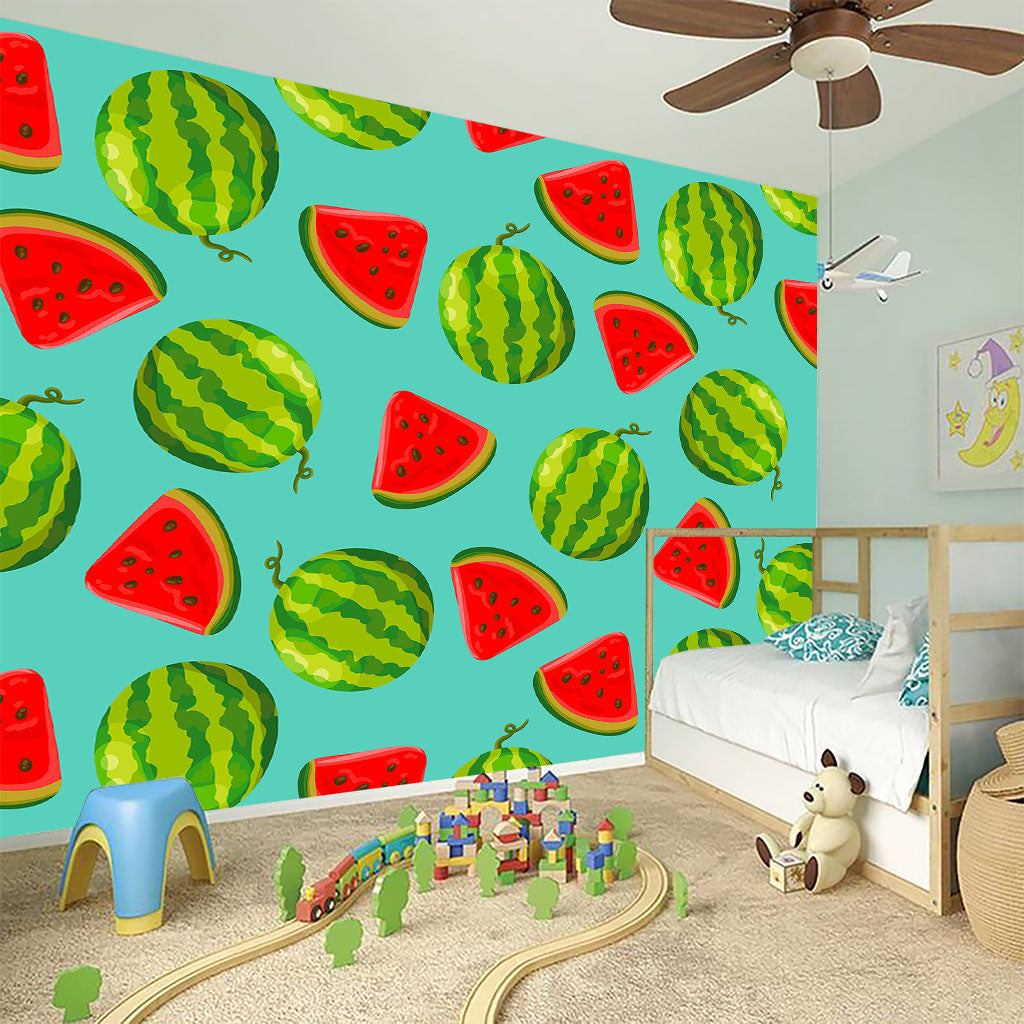 Blue Summer Watermelon Pattern Print Wall Sticker