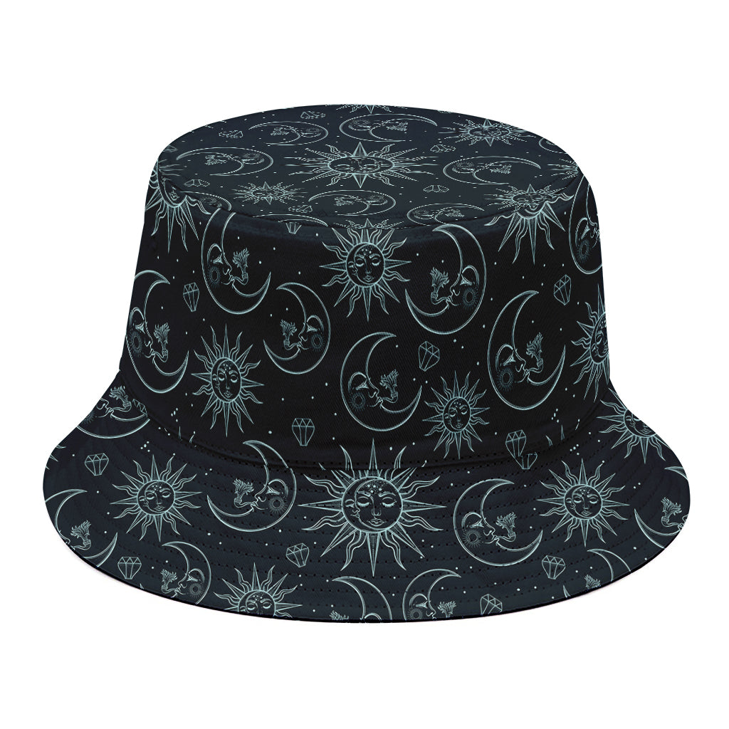 Blue Sun And Moon Pattern Print Bucket Hat