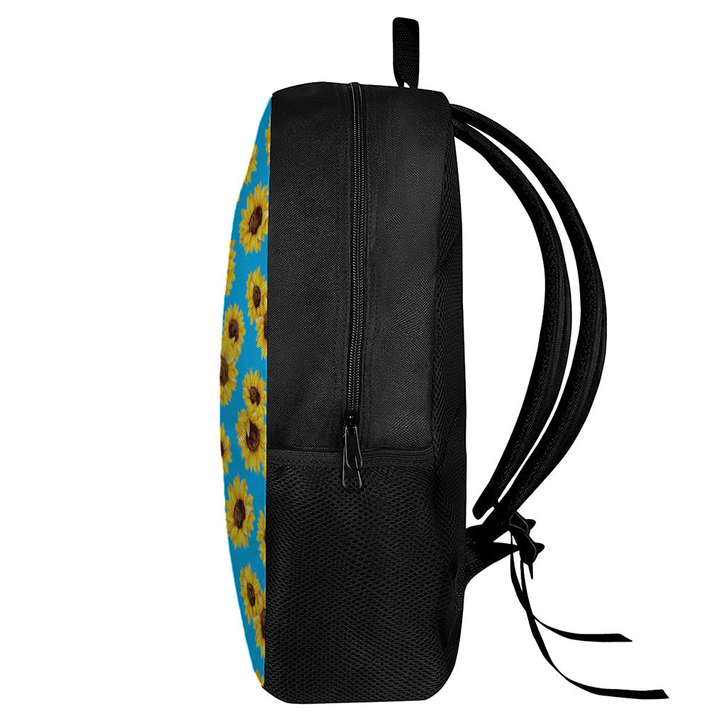 Blue Sunflower Pattern Print 17 Inch Backpack