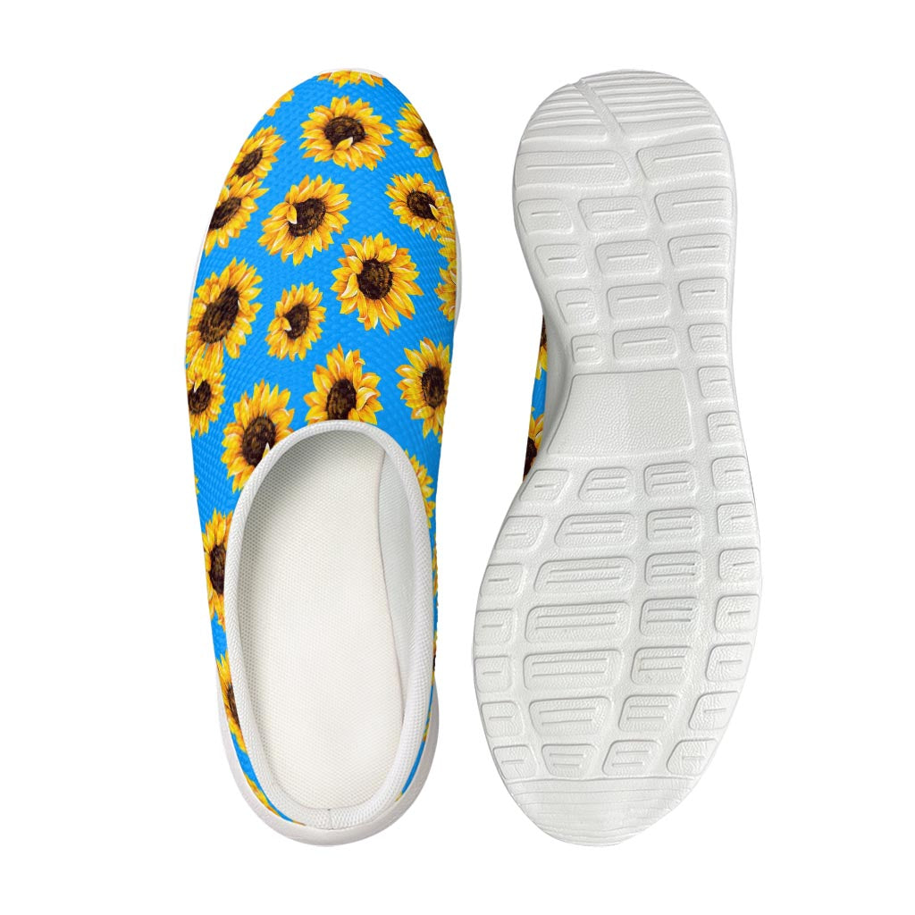 Blue Sunflower Pattern Print Mesh Casual Shoes