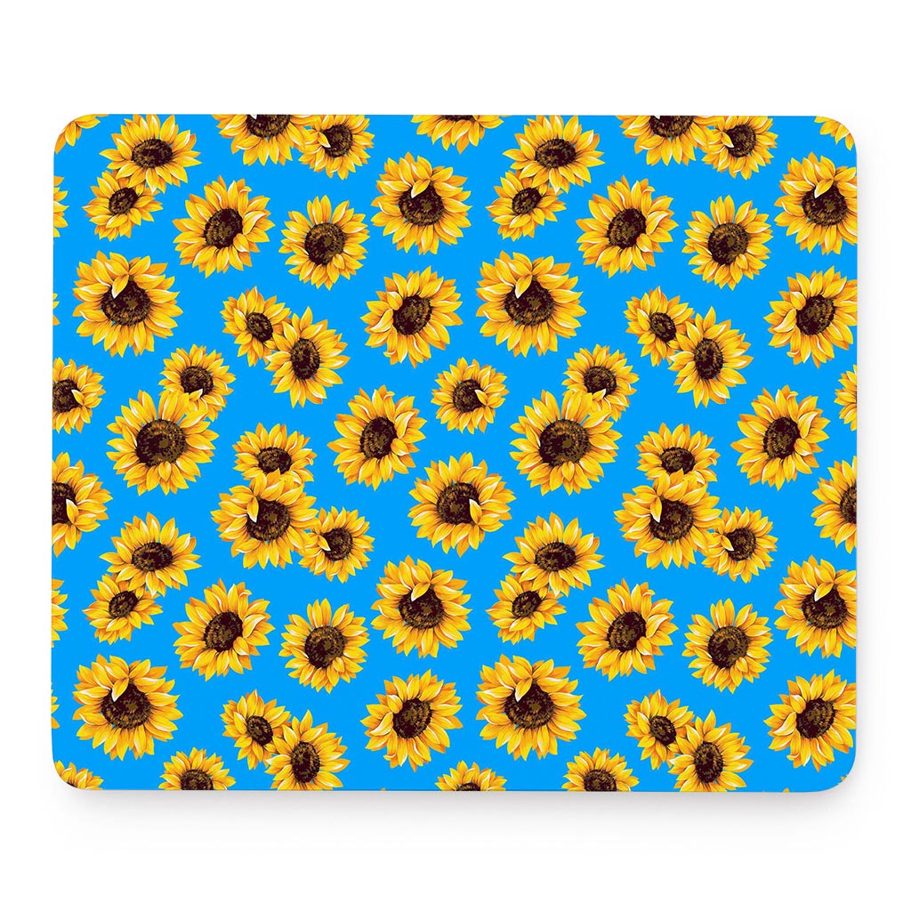 Blue Sunflower Pattern Print Mouse Pad