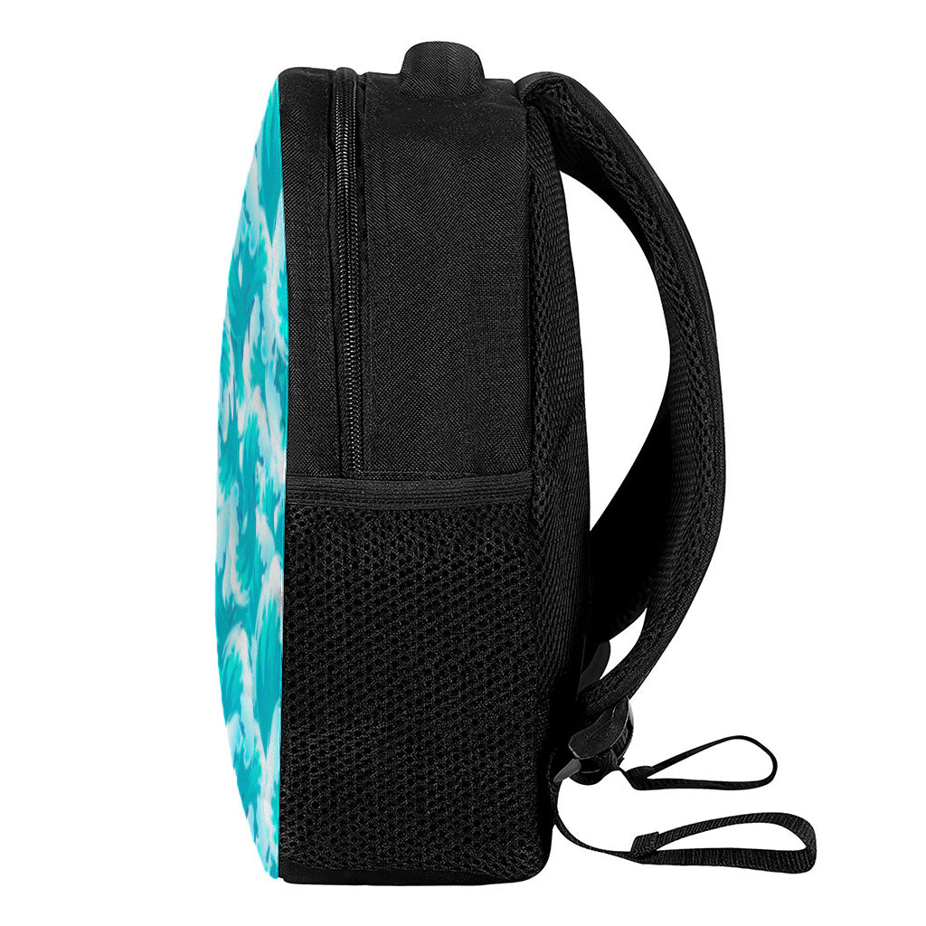 Blue Surfing Wave Pattern Print Casual Backpack