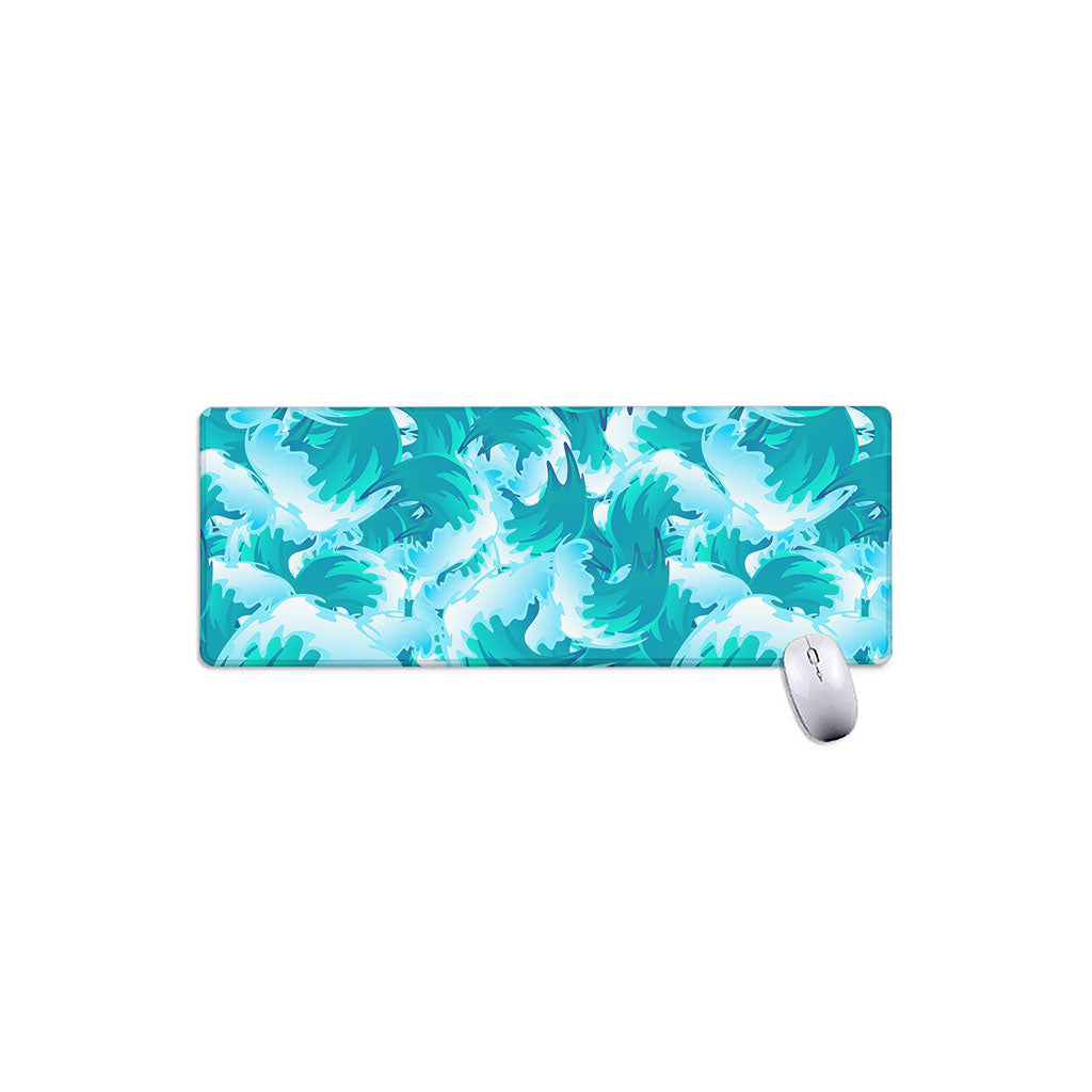 Blue Surfing Wave Pattern Print Extended Mouse Pad